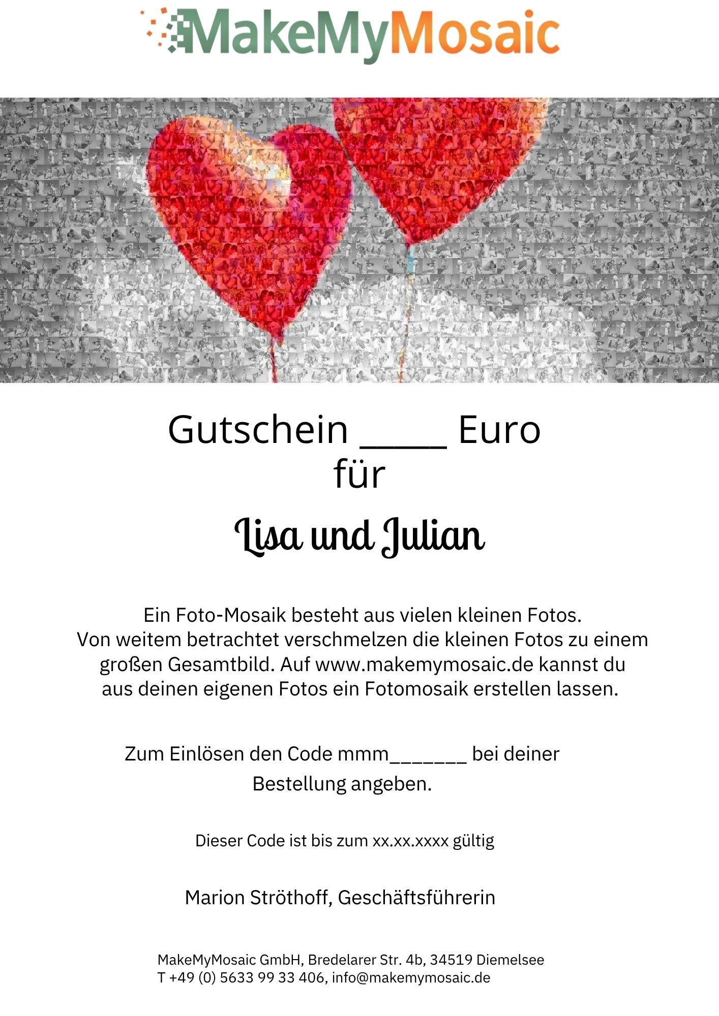 Gutschein von MakeMyMosaic